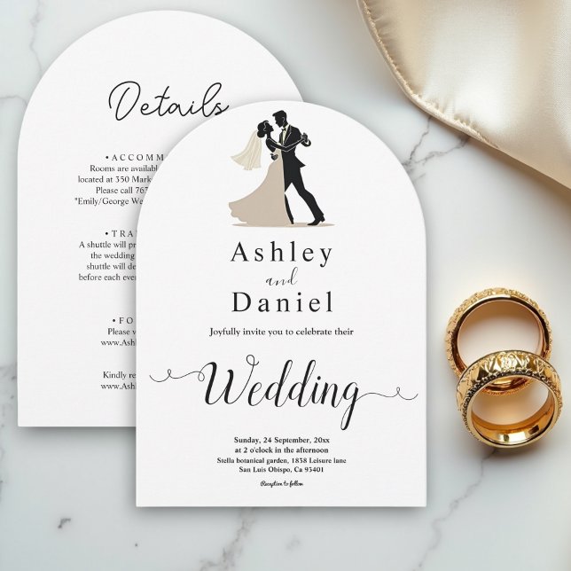 Elegant Romantic Couple Black & White Chic Wedding Invitation (Creator Uploaded)