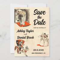 Elegant Romantic Couple Comic Book Save the Date