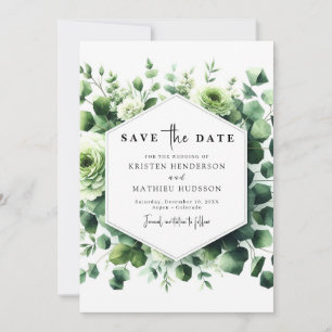 Elegant Romantic Eucalyptus Digital Wedding Save The Date