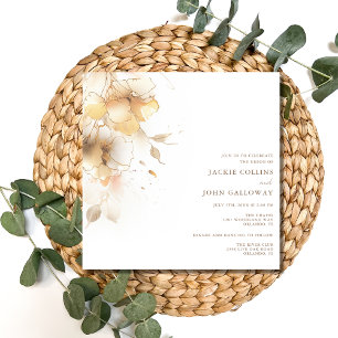Elegant Romantic Fall Floral Wedding Invitation