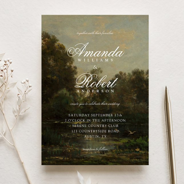 Elegant Romantic Fine Art Wedding Invitation (Creator Uploaded)