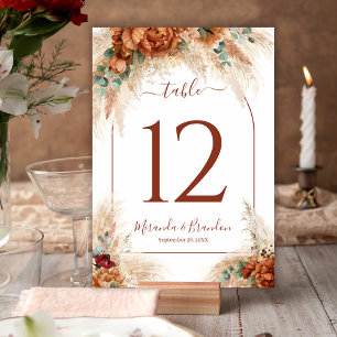 Elegant Romantic Floral Calligraphy Boho Wedding Table Number