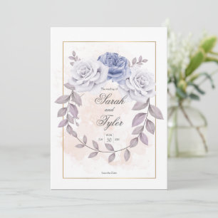Elegant Romantic Floral Rose Watercolor Wedding  Invitation