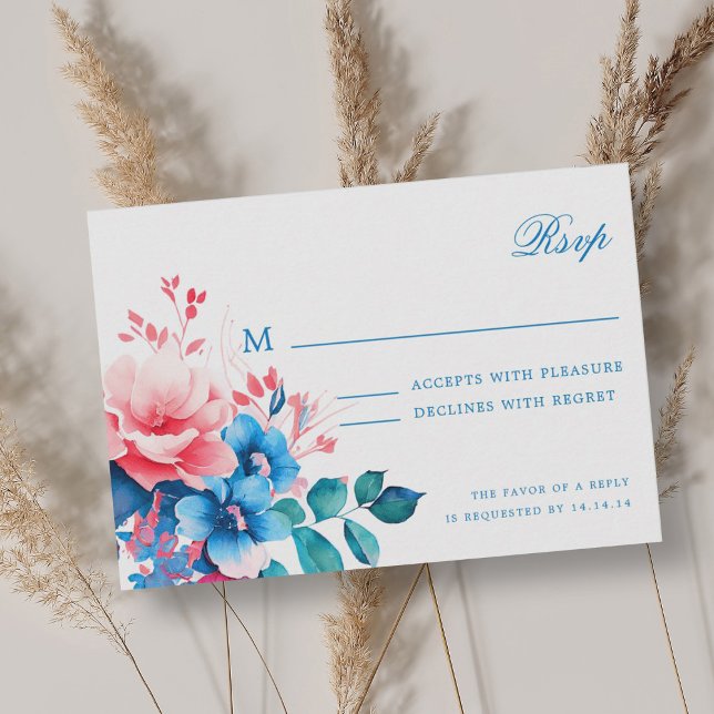 Elegant Romantic Floral Script Wedding RSVP  (Creator Uploaded)