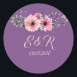 Elegant Romantic  Floral Wedding Classic Round Sticker<br><div class="desc">Elegant chic floral wedding sticker.</div>