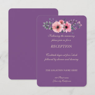 Elegant Romantic Floral Wedding Reception Invitation