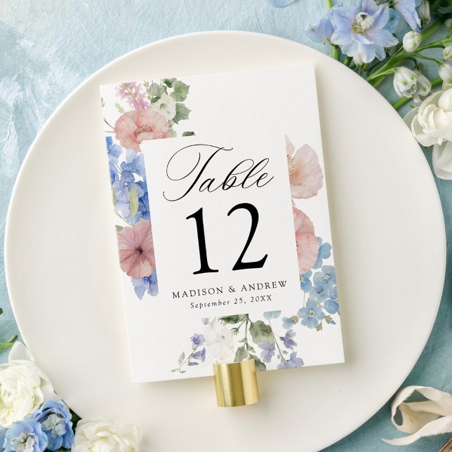 Elegant Romantic Floral Wedding Table Card (Creator Uploaded)