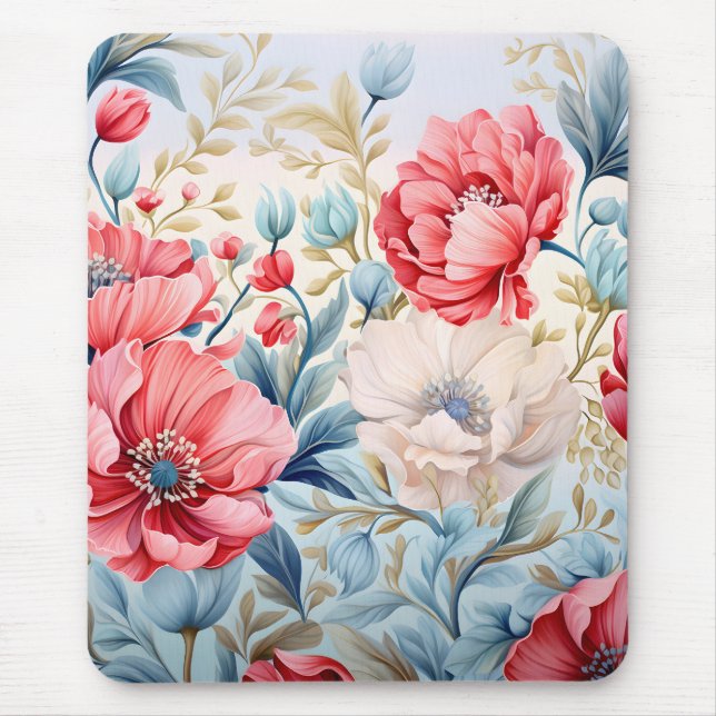 Elegant Romantic Flower Botanical Garden Mouse Pad (Front)