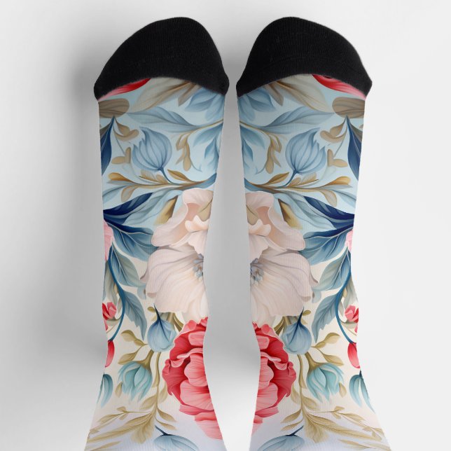 Elegant Romantic Flower Botanical Garden Socks (Top)
