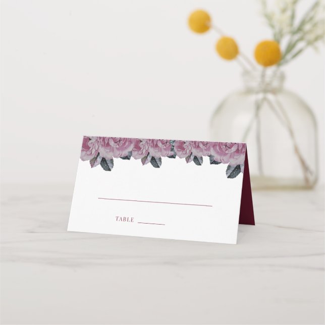 Elegant Romantic Flower Seating Table Place Card (Front)