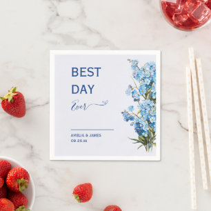 Elegant Romantic 'Forget-Me-Not' Floral Wedding Napkin