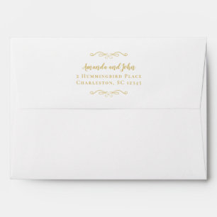 Elegant Romantic Gold 5x7 Return Address Wedding Envelope