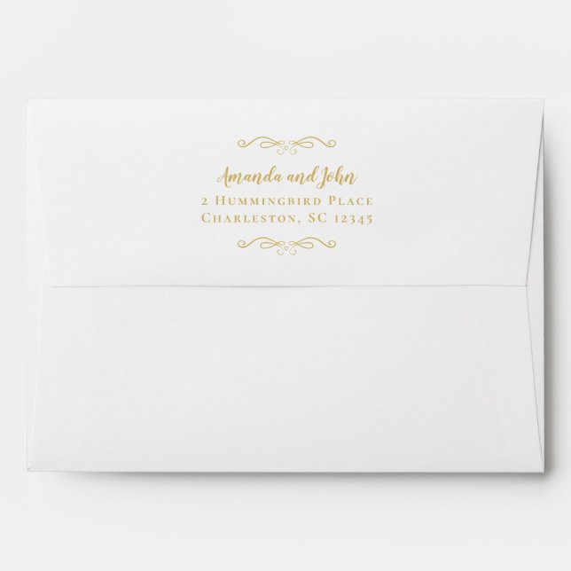Elegant Romantic Gold 5x7 Return Address Wedding Envelope (Back (Top Flap))