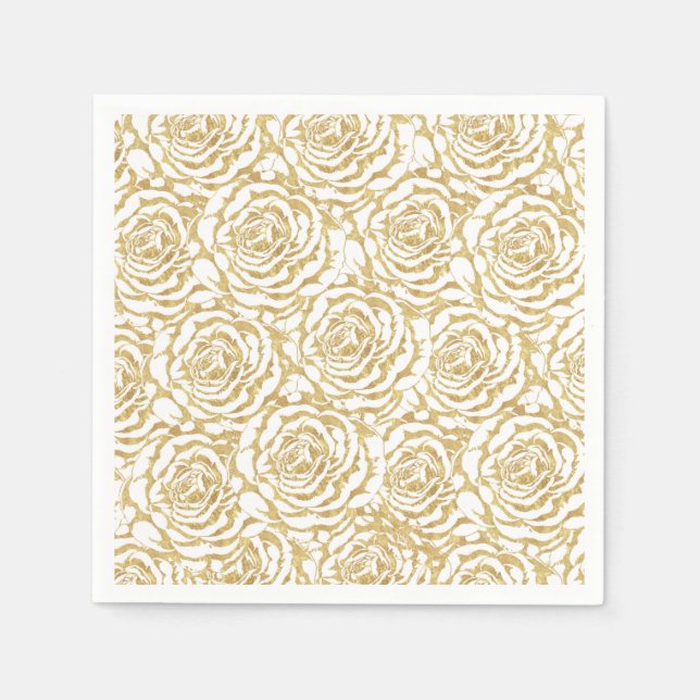 Elegant romantic gold roses pattern image napkin (Front)