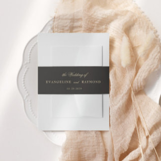 Elegant Romantic Gold Script Wedding Invitation Belly Band