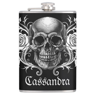 Elegant, Romantic Goth Personalised  Hip Flask