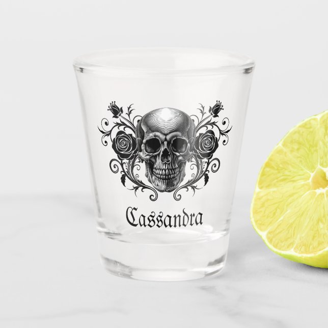 Elegant, Romantic Goth Personalised  Shot Glass (Front)