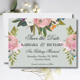 Elegant Romantic Handpainted Floral Wedding Save The Date