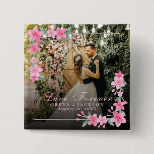 Elegant Romantic Happy Valentine's Day photo 15 Cm Square Badge