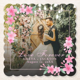 Elegant Romantic Happy Valentine's Day photo  Paper Coaster