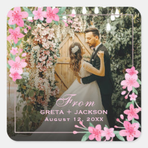 Elegant Romantic Happy Valentine's Day photo  Square Sticker