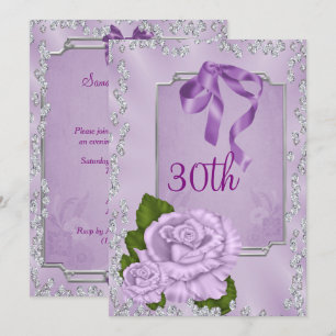 Elegant Romantic Lilac Roses & Bows 30th Invitation
