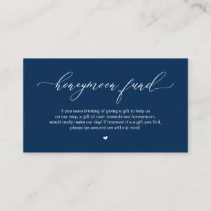 Elegant Romantic, Navy Blue Wedding Honeymoon Fund Enclosure Card