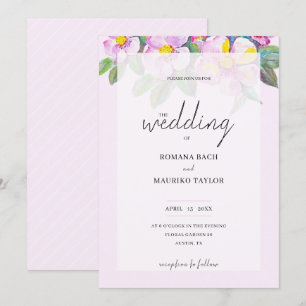 Elegant Romantic Peach Flowers Watercolor Art Invitation