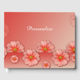 Elegant & Romantic Peach Roses Personalise Guest Book