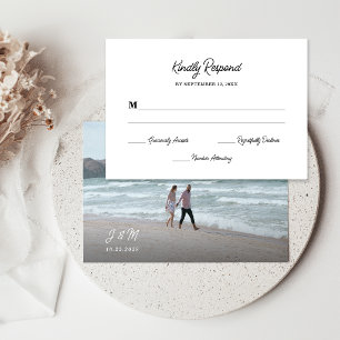 Elegant Romantic Photo Cursive Script Wedding RSVP Card