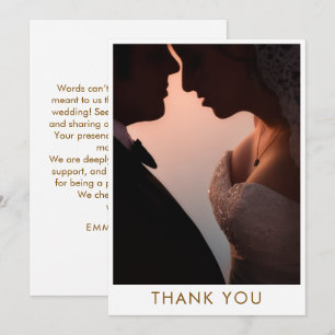 Elegant ROMANTIC PHOTO Wedding Thank You Flat Card