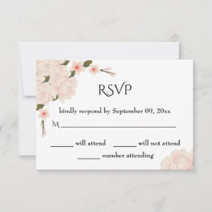 Elegant Romantic Pink Floral Blossom Wedding RSVP Card