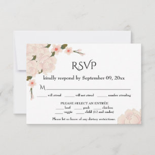 Elegant Romantic Pink Floral Blossom Wedding RSVP Card