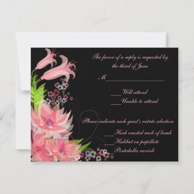 Elegant Romantic Pink Floral Wedding Response Card (Front)