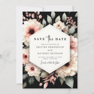 Elegant Romantic Pink Floral Wedding Save The Date