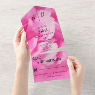 Elegant Romantic Pink Flower Summer Floral Wedding All In One Invitation
