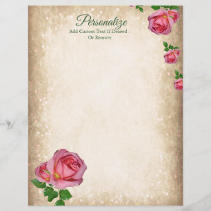 Elegant Romantic Pink Rose Writing Paper
