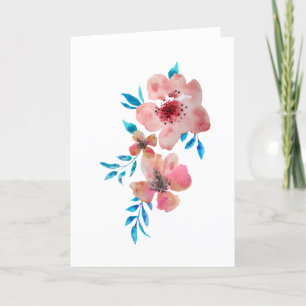 Elegant Romantic Pink Watercolor Flowers Card