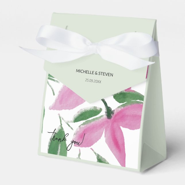 Elegant Romantic Pink Wildflowers Watercolor Art Favour Box (Front Side)