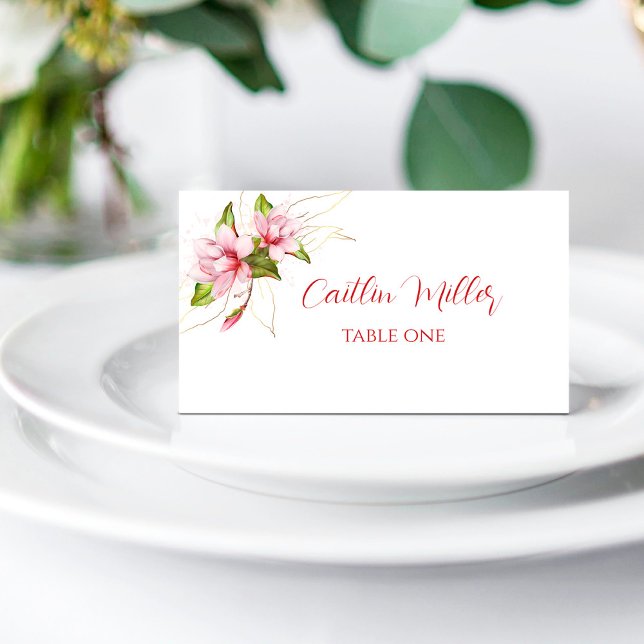 Elegant romantic Place Card with Magnolia (Creator Uploaded)