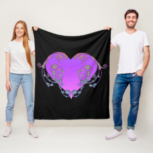 Elegant, Romantic Purple Heart with Flourish  Fleece Blanket