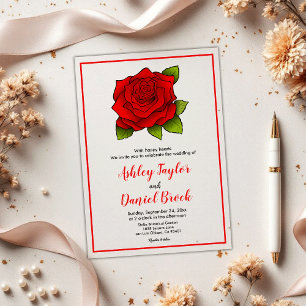 Elegant Romantic Red Flower Summer Floral Wedding Acrylic Invitations