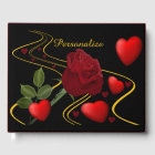 Elegant Romantic Red Rose Hearts Gold Accent