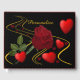 Elegant Romantic Red Rose Hearts Gold Accent
