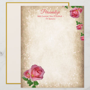 Elegant Romantic Red Rose Writing Paper