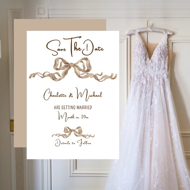 Elegant Romantic Ribbon Wedding Save The Date (Elegant Romantic Ribbon Wedding Save The Date)