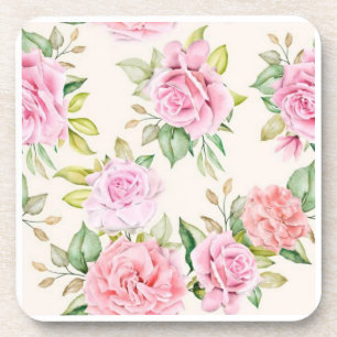 Elegant Romantic Rose Floral Pattern Coaster