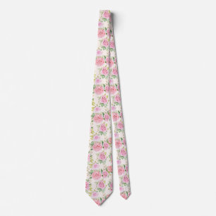 Elegant Romantic Rose Floral Pattern Tie