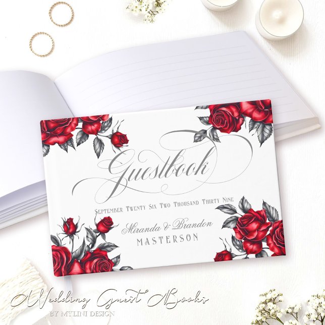 Elegant Romantic Rose Floral Wedding Guest Book (Creator Uploaded)