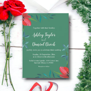 Elegant Romantic Rose Green Summer Floral Wedding Invitation